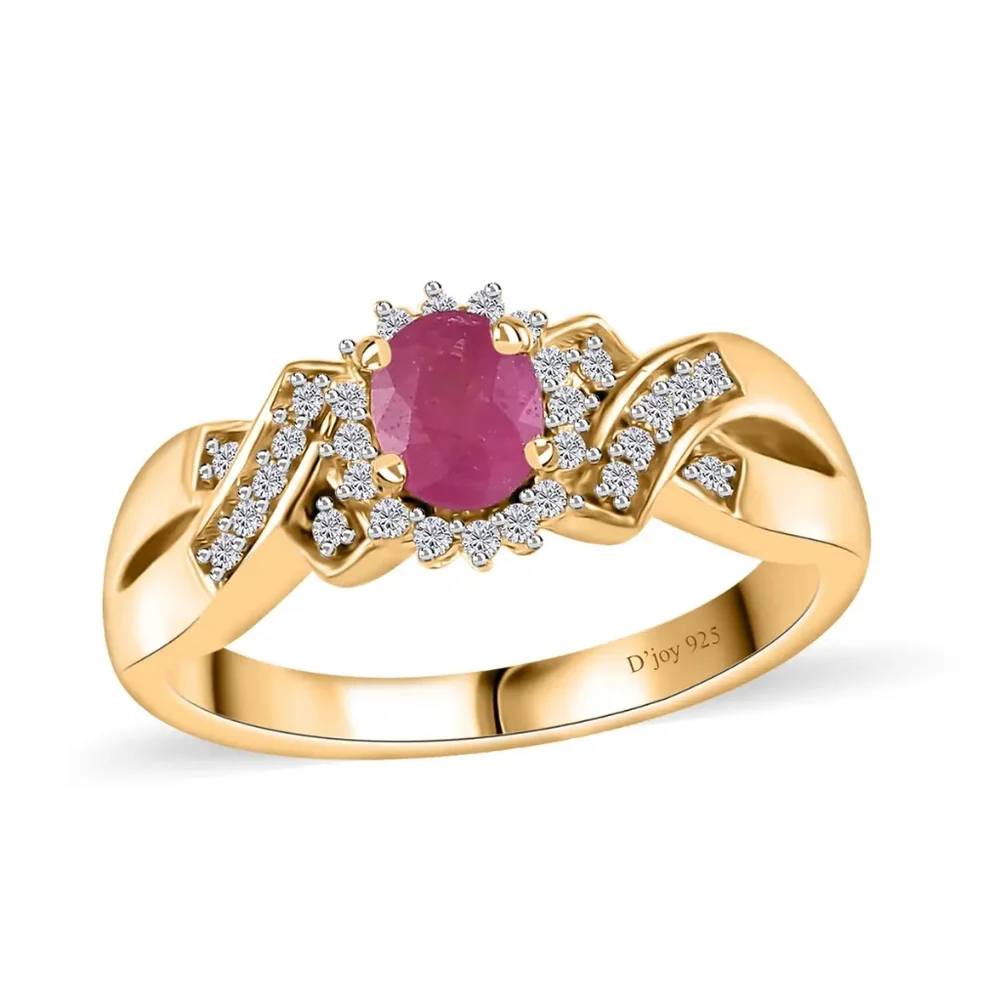 Genuine Montepuez Ruby and White Zircon Ring - Picture 1 of 6